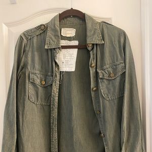 Oversize Jean jacket shirt size 1/ grey green color